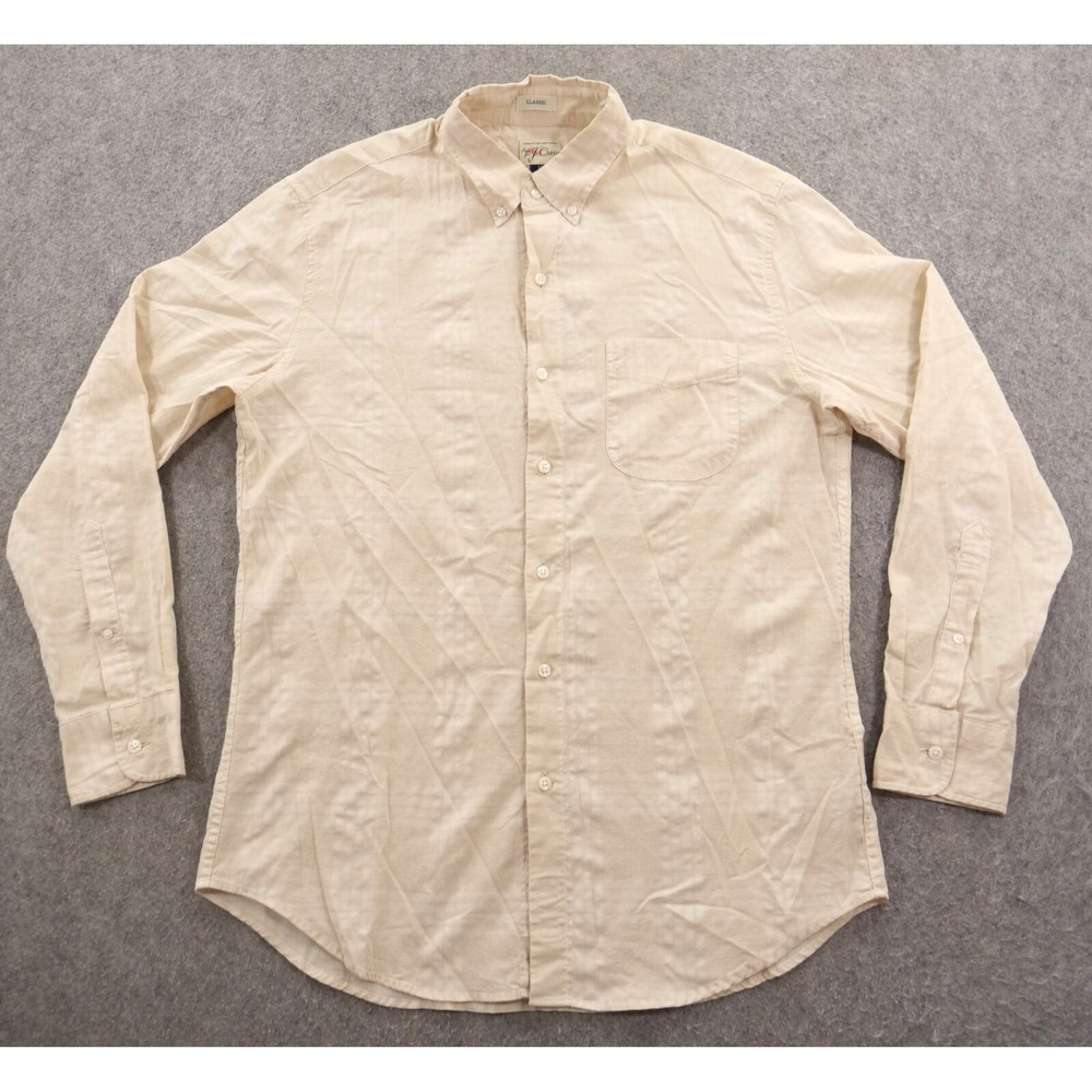J Crew Shirt Mens Medium Beige Button Long Sleeve Plaid Casual